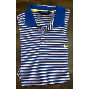 Ralph Lauren Polo Golf Polo Shirt Mens XL Blue Striped Pima Cotton Casual
